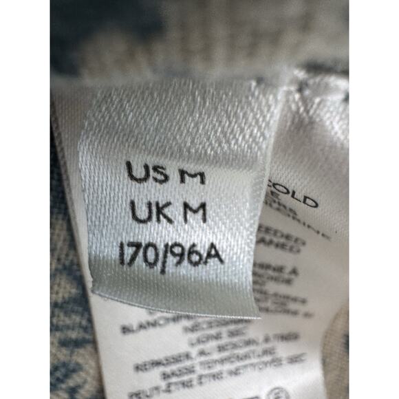 Free People Blue Cream Floral Smocked Puff Sleeve Midi Dress Women’s Medium Boho - Picture 12 of 13